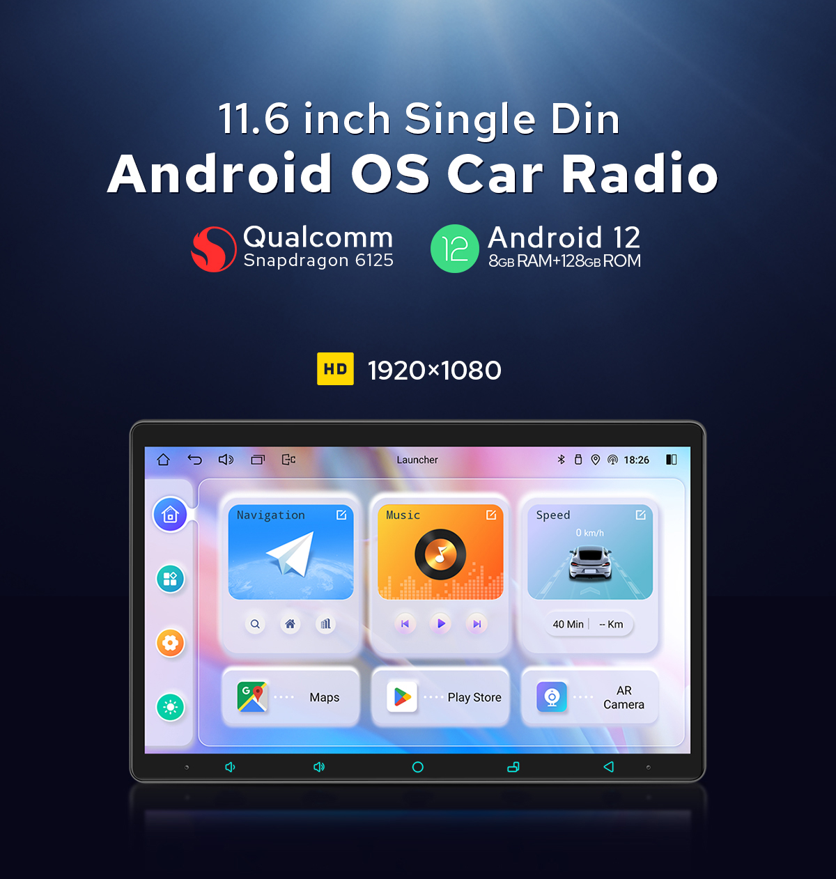 JOYING 11.6 Inch Qualcomm Snapdragon 6125 Car Radio Universal Single DIN